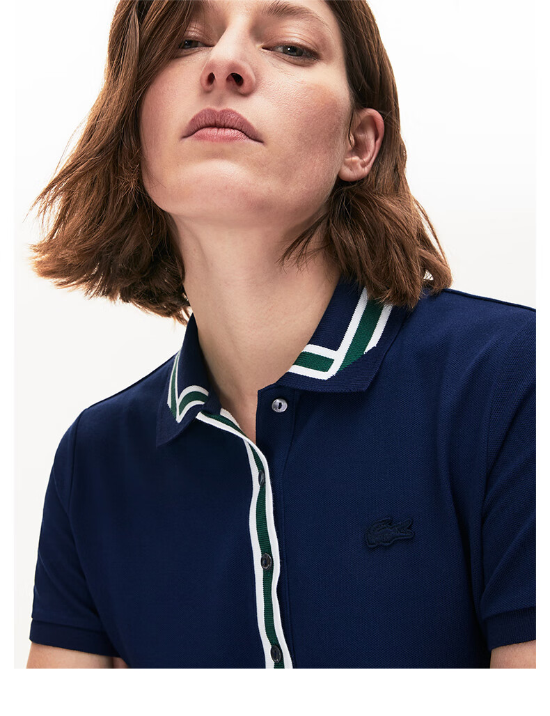 lacoste法国鳄鱼女装20春夏新款拼色短袖polo连衣裙女|ef5782n1 166