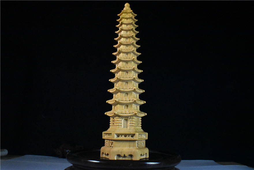 实木精雕十三层文昌塔摆件手把件京东拍卖精选 小叶黄杨木【图片 价格