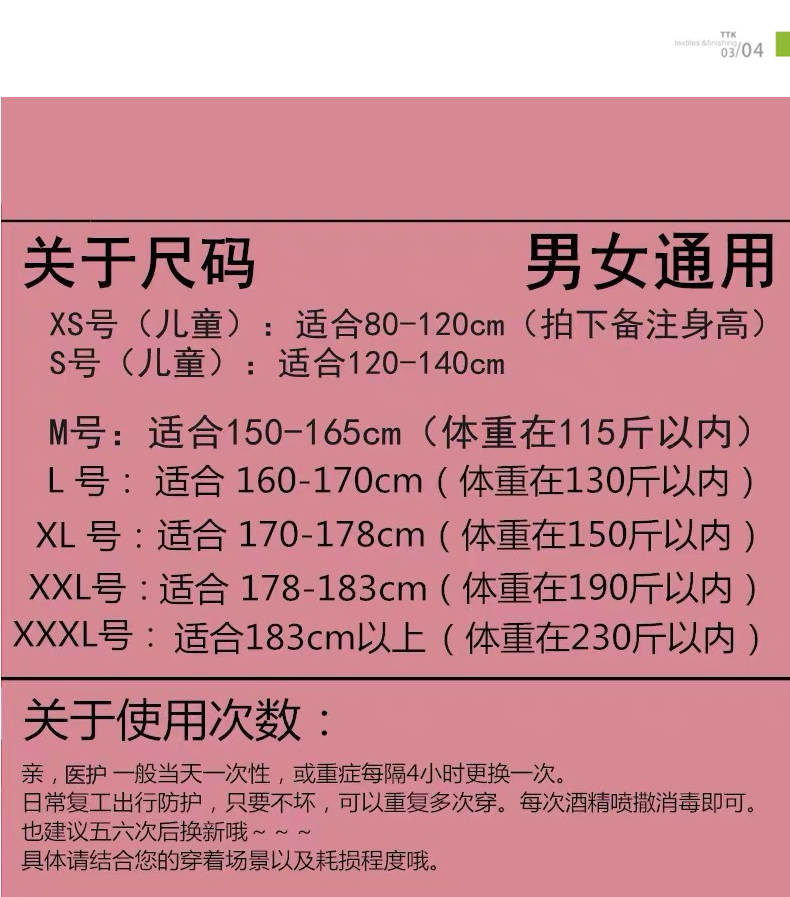 涂泰克ttk一次性医用防护服无菌型隔离衣防护服成人坐飞机连身式带帽
