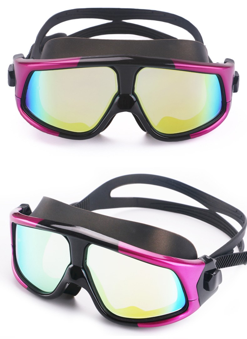 游泳镜大框男女高清潜水镜防水防雾游泳眼镜泳镜佩戴舒专业竞技蓝黑