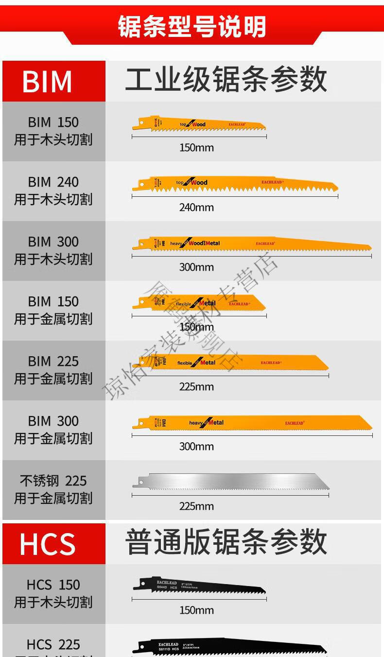 【闪电发货】咖往复锯锯条马刀锯片木工金属塑料切割电锯锯条 标准级