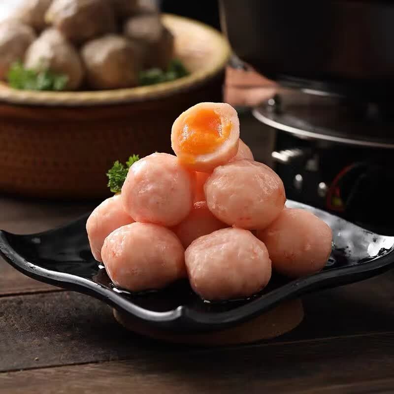 玖嘉久海乡人海鸭蛋虾丸 3斤80枚左右咸蛋黄海底虾球豆捞火锅食材 海