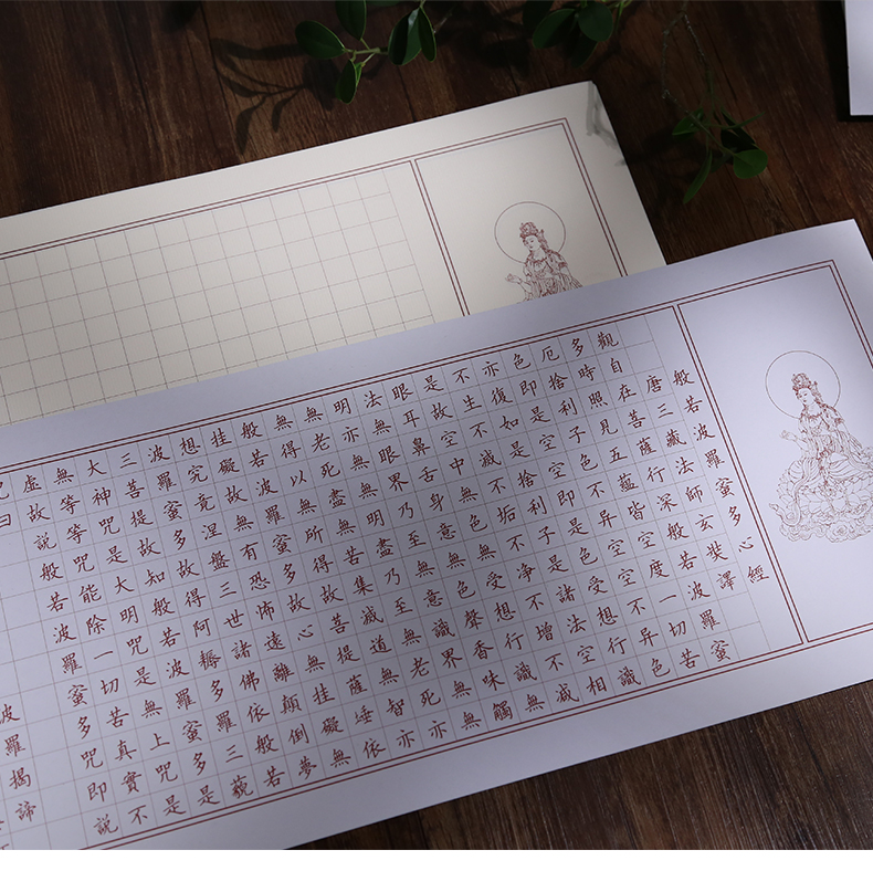 彩林轩古风硬笔书法水纹纸般若心经格一笔笺斗方圆形钢笔小楷抄经创作
