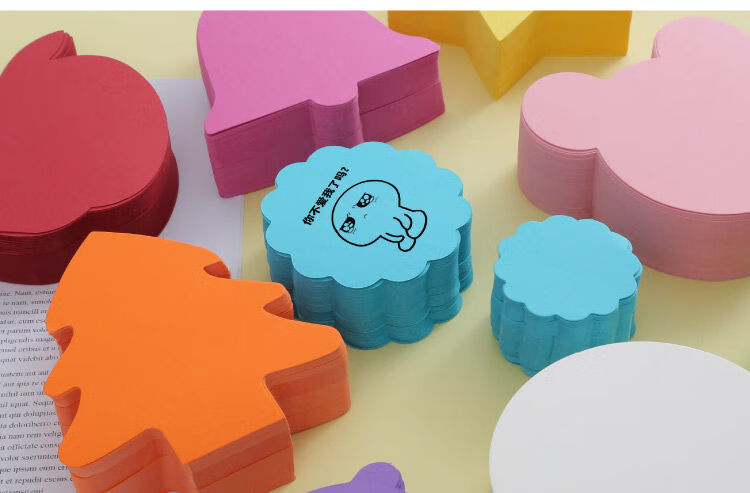 彩色硬卡片纸便利贴卡留言记忆手写便签苹果圣诞平安夜个性小卡片5个