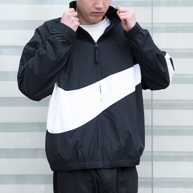 nike 耐克 big swoosh logo黑白大钩子logo男子运动休闲外套 ar3133