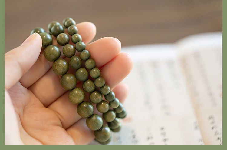 花间意静文佛珠绿檀木佛珠手串女木质学生手链情侣檀香手串男民族风单