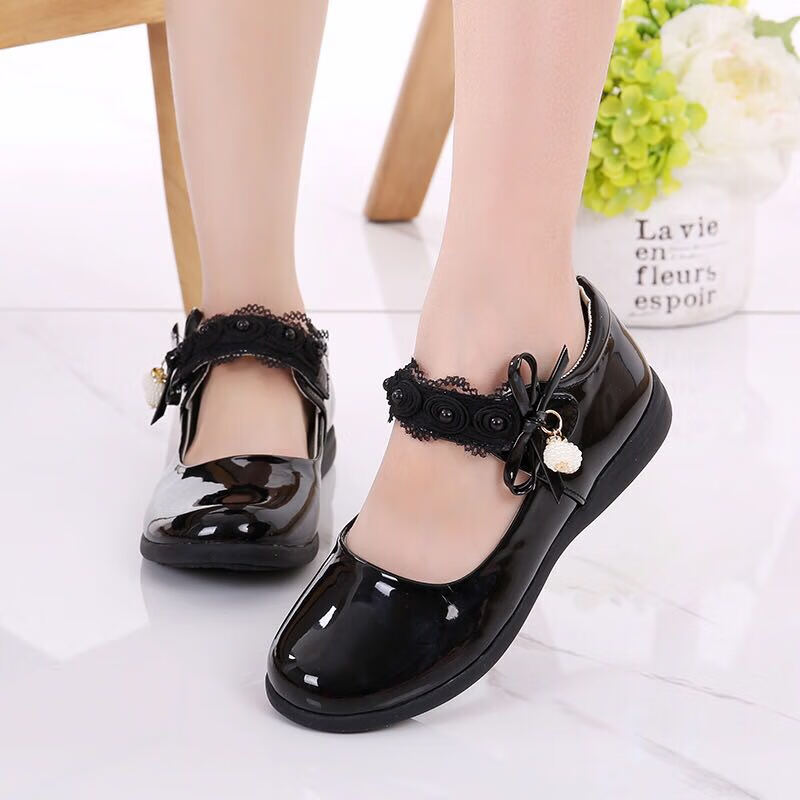 女童皮鞋黑色公主鞋2019新款小学生演出鞋中大童单鞋儿童黑色皮鞋tp