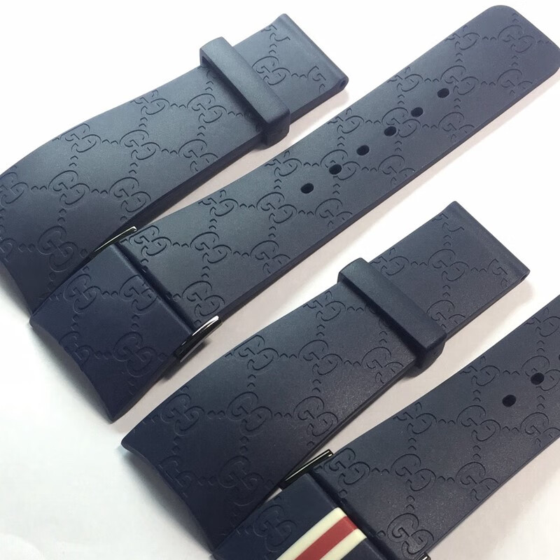 古驰gucci手表带蝴蝶按扣ya114橡胶表带古奇男女款23mm/ 26mm 橡胶圈