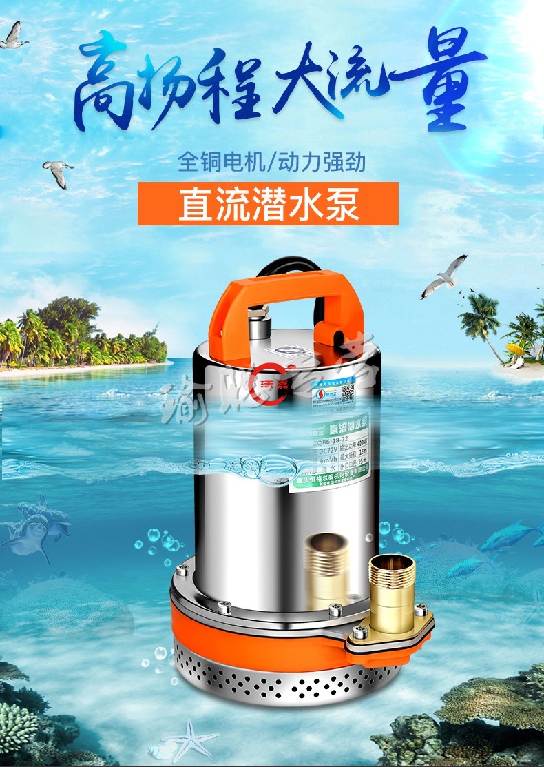 定做直流水泵12v48v60v伏潛水泵電瓶車電動抽水泵小型家用農用抽水機