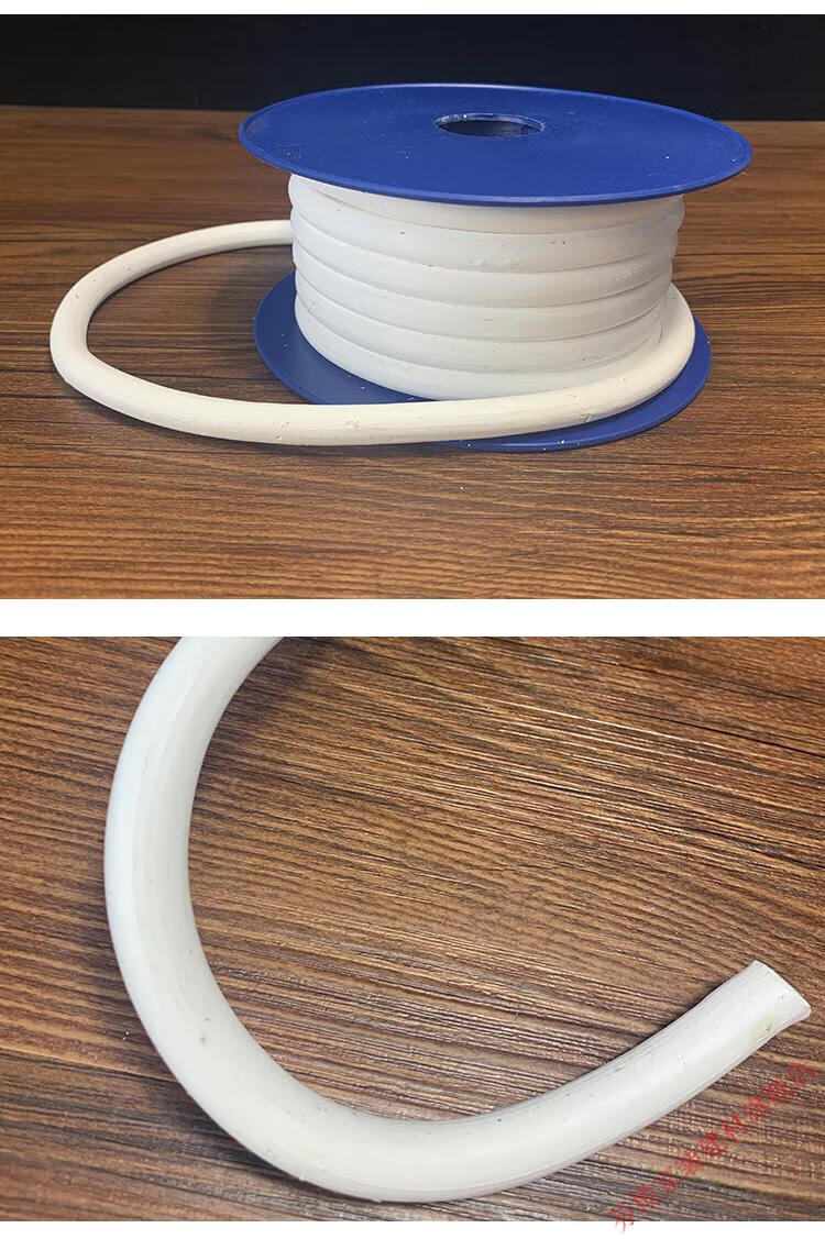 聚四氟乙烯密封条无油四氟软棒四氟密封填料10mm四氟弹性棒 4mm一公斤