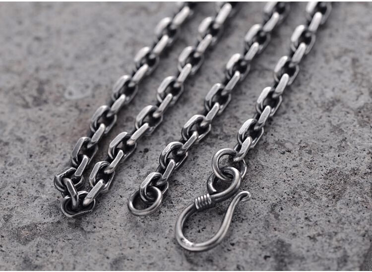 上尊990足银项链复古泰银链手工0字链饰品毛衣潮流男饰6mm粗项链男款