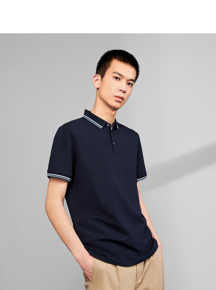 hla海澜之家短袖polo衫男夏季短袖男撞色新疆棉微弹舒适柔软大方短袖