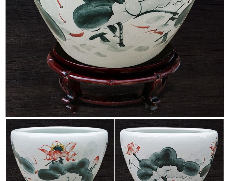 瑾睿茗瓷景德镇陶瓷鱼缸养金鱼缸睡莲盆荷花缸碗莲缸乌龟大水缸盆客厅