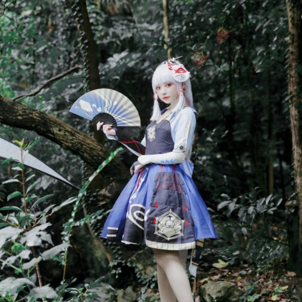 原神神里绫华cos扇子play同款绢布折扇风古游戏动漫展周边定制ins 8寸