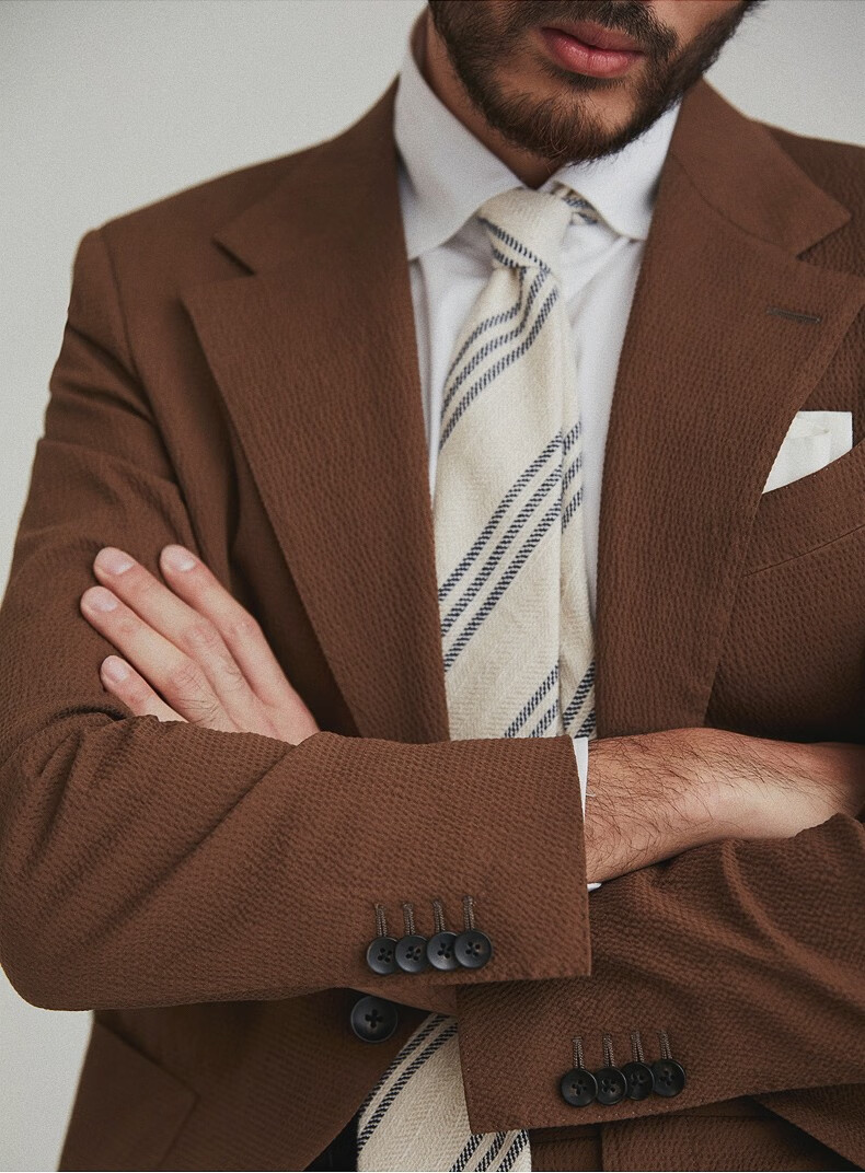 fullmonty意大利泡泡纱西服套装男士商务休闲西装职业轻正装春夏款