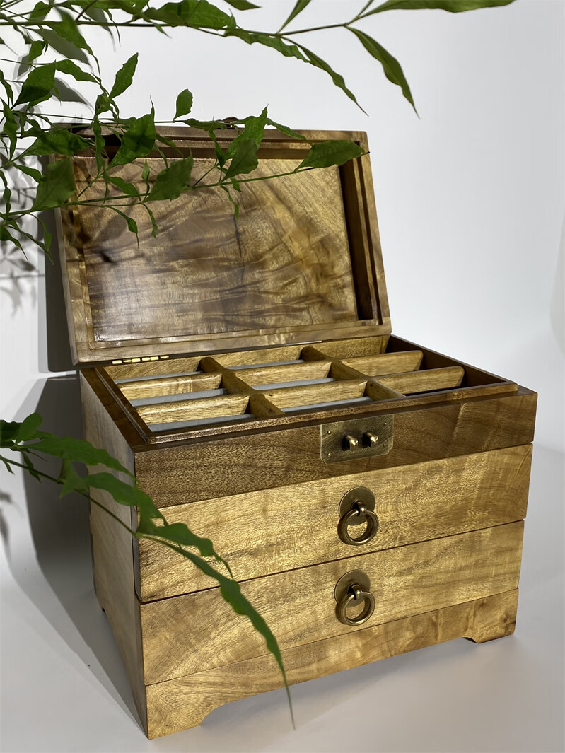 金丝楠木首饰盒 正宗小叶桢楠盒子珠宝首饰盒收纳盒传统艺定制现代
