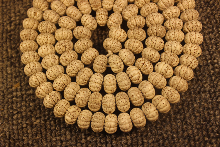 星月菩提子 多瓣南瓜珠手工精抛高密顺白108颗星月南瓜佛珠手串莲