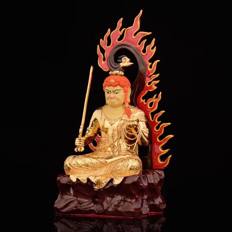 铜一家 不动明王佛像鎏金黄铜不动尊菩萨属鸡本命佛家居摆件 sm19 不