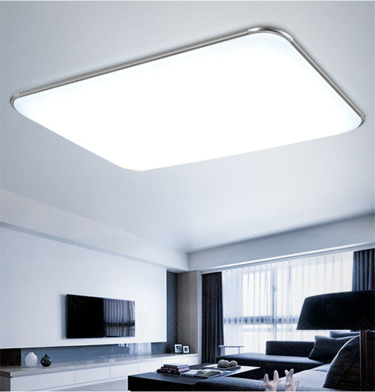 长方形吸顶灯 led正方形客厅48w三色变光节能灯超亮无极智能灯具 白色