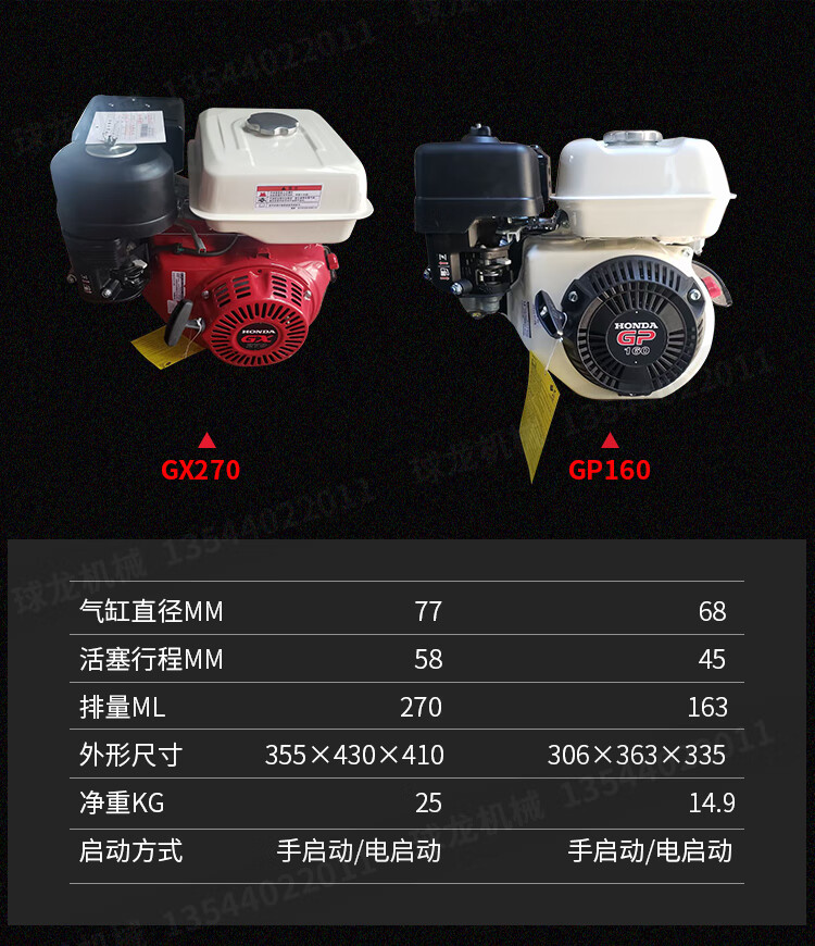 嘉陵本田gx390gx160gx200gx270汽油发动机卡丁车清洗机切割机定制配