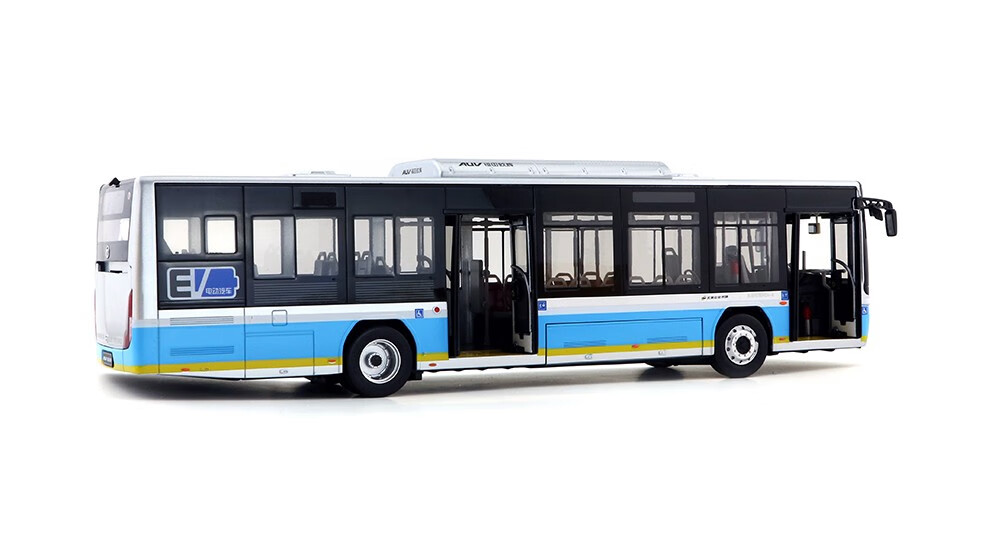 136原厂汽车模型福田欧辉电动巴士北京公交车智蓝版欧辉金色大巴大号