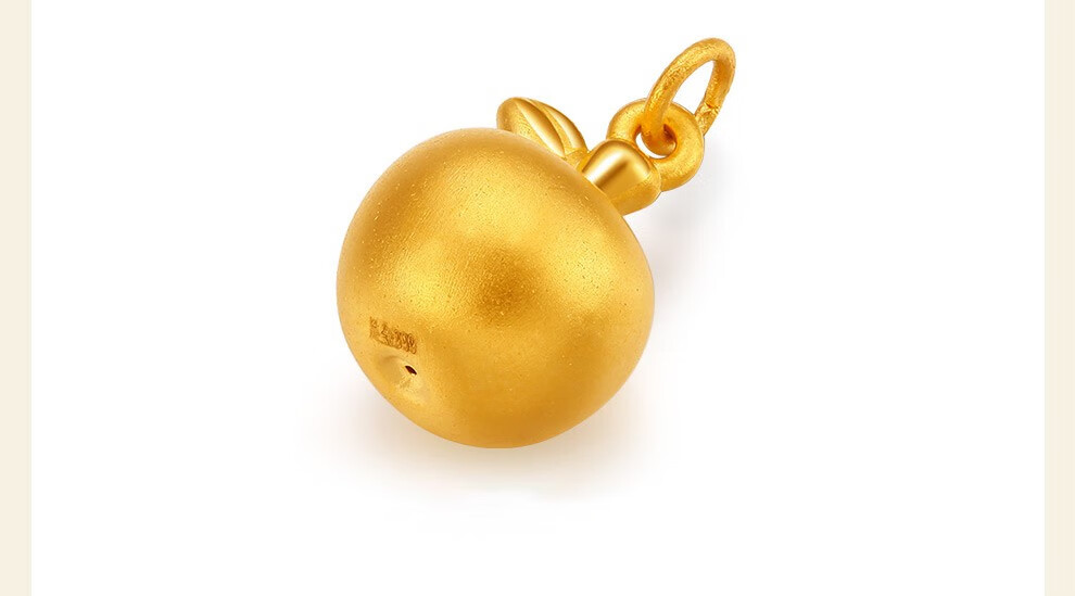 恒宝福 金苹果 黄金吊坠女款 苹果黄金项链 足金平安果吊坠配银项链