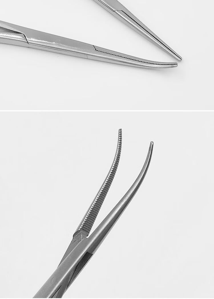 进口不锈钢微血管止血钳超精细头部血管钳医用显微止血钳直弯头
