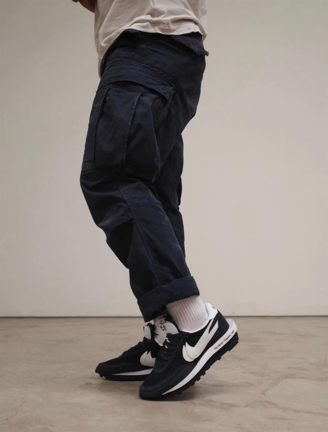 华夫sacai 藤原浩闪电三方联名解构男鞋灰白休闲运动情侣跑步鞋女 dh