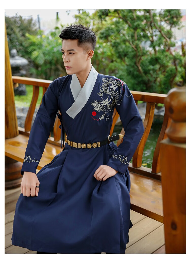 锦衣卫飞鱼服男黑色龙纹交领曳撒箭袖明制汉服男武侠中国风锦衣卫服