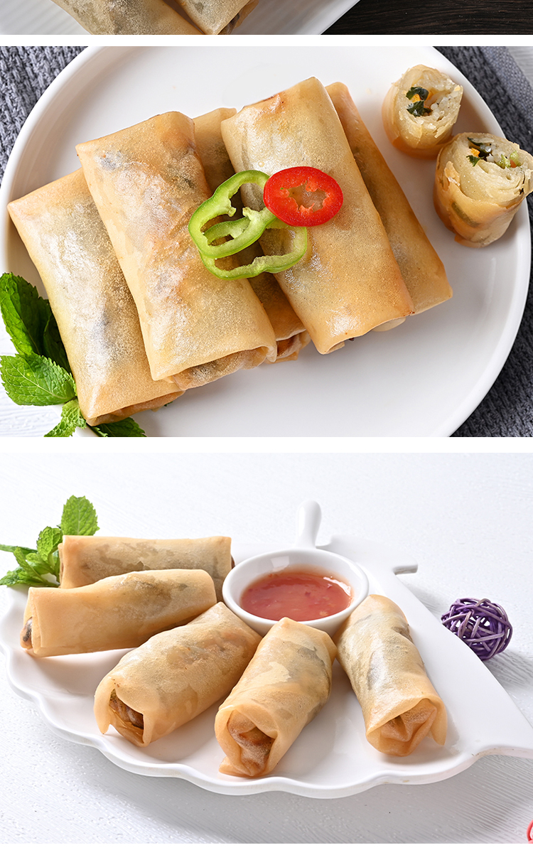 祥口福地三鲜素食春卷半成品商用餐厅酒店素食点心油炸春卷素馅家用