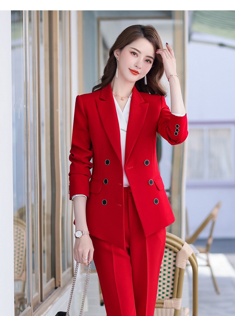 红色西装套装女职业装女装套装工作服气质时尚主持人正装女士西服总裁