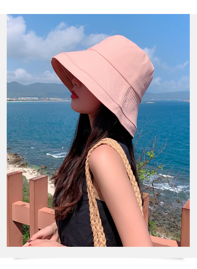 女生夏天遮阳帽庶阳冒大帽檐薄款遮脸大檐渔夫帽子女式夏季戴的气质款