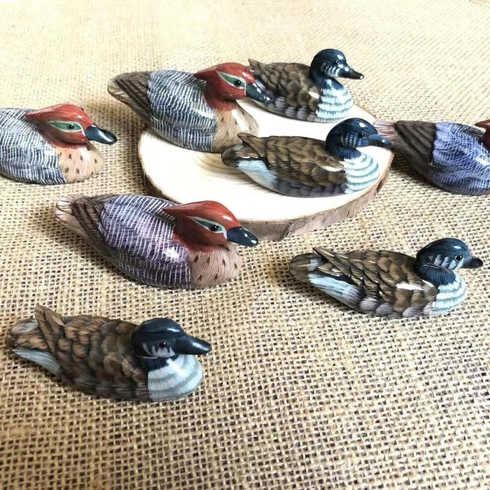 四只木鸭子风水摆件手工实木雕刻木桃花阵大师指点催旺桃花姻缘转运