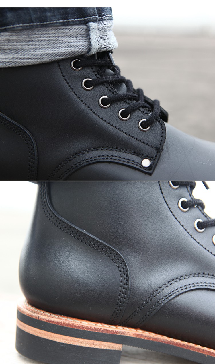 固特异手工大逃亡靴 牛皮工装靴m43作战靴尖头休闲高帮皮鞋男品质定制