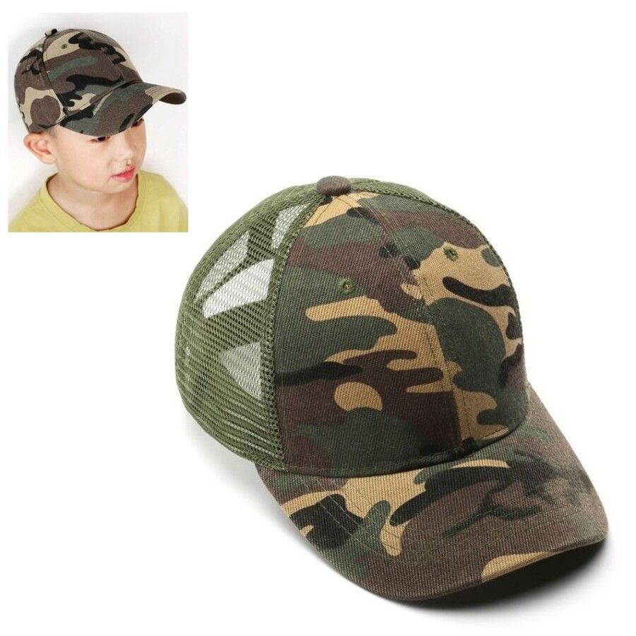 儿童迷彩帽春秋夏迷彩网帽儿童岁男女宝宝帽子户外晒遮阳帽棒球帽黑白