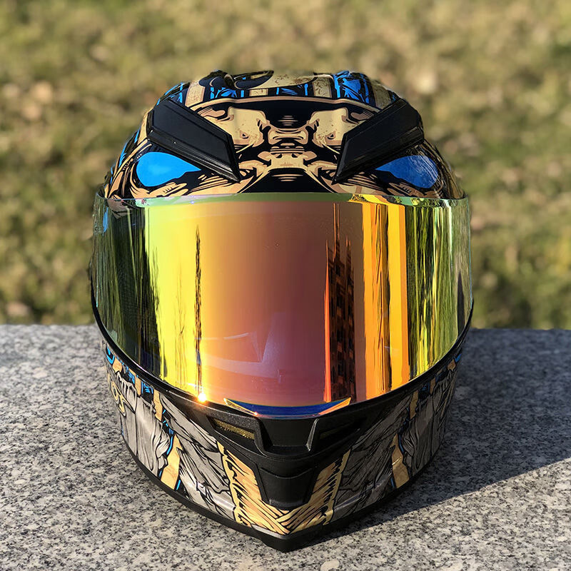 个性法老王头盔摩托电动车夏冬四季男女全覆式尾翼安全帽 法老王(极光