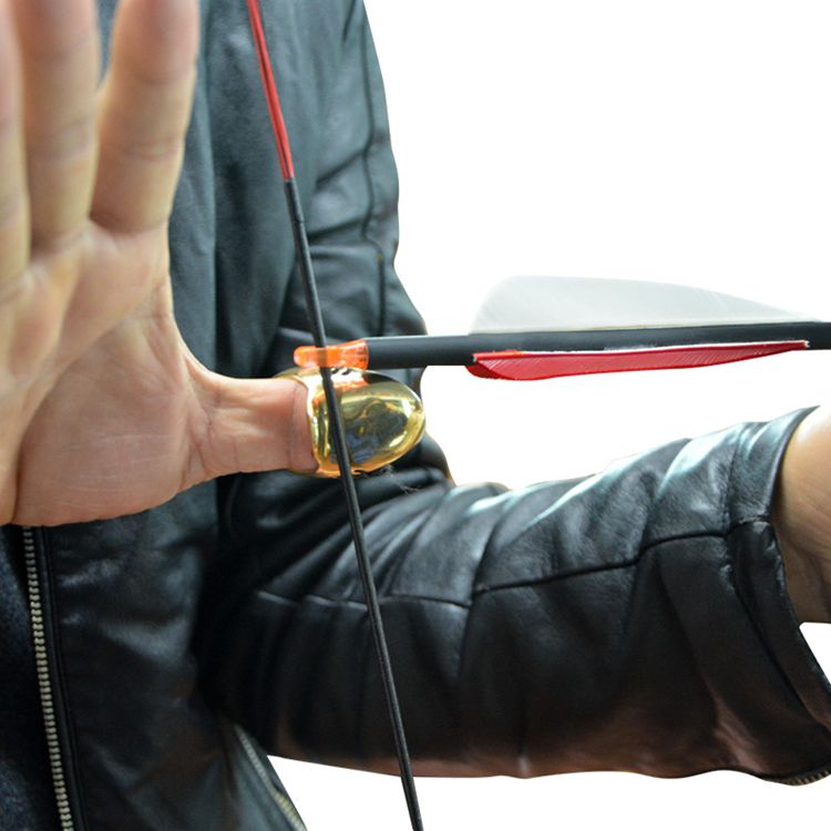 射箭扳指坡型蒙古式铜/银传统弓扣大拇指拉弦传统弓 黑色护指【图片