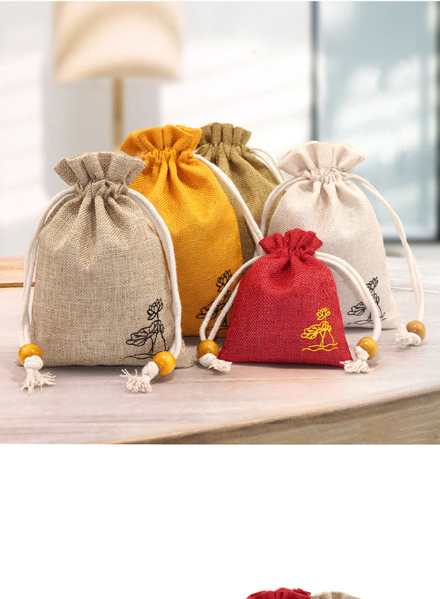 香包袋空袋子香囊空包棉麻小布袋古风荷花抽绳束口装粉收纳荷包袋米