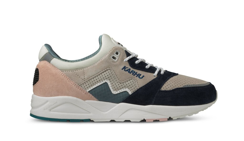 karhu卡虎aria95新款少尉蓝网眼系带绒面革拼接复古跑步鞋f803081405