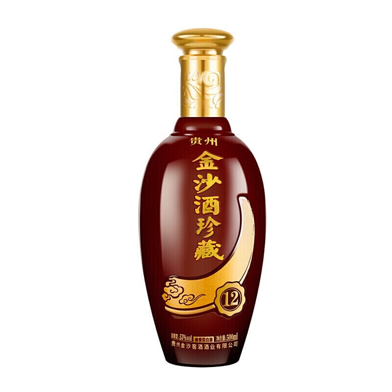 金沙回沙酒珍藏12白酒金沙酒珍藏12酱香型白酒53度500ml贵州金沙酱酒