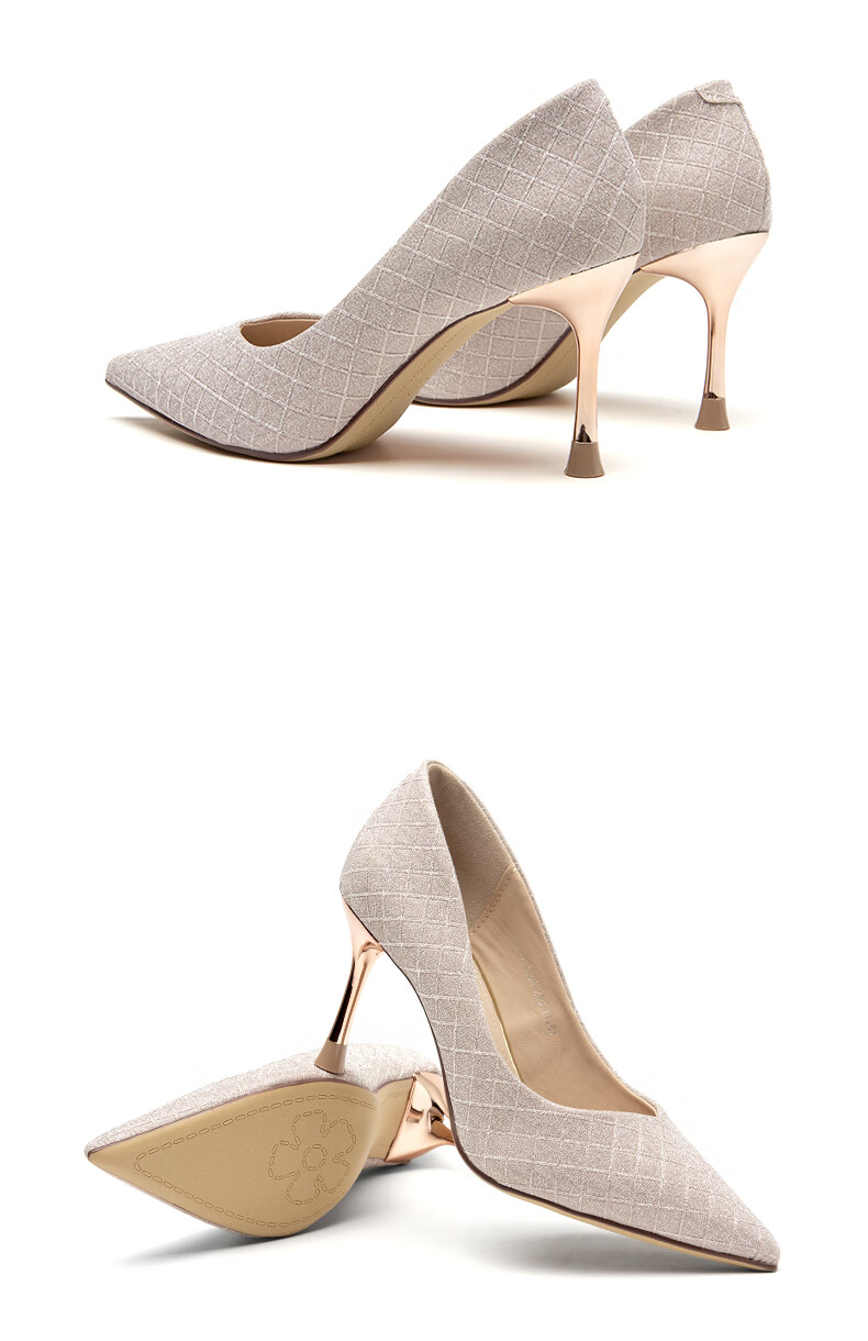 大东/西颂新款优雅性感尖头高跟鞋气质细跟宴会婚鞋单鞋女鞋1136 粉色