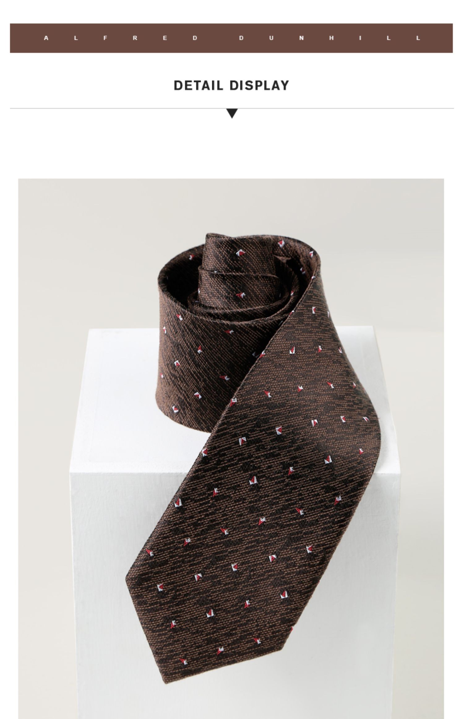 法国轻奢咖啡色蝌蚪型领带8cm礼盒装商务时尚复古男咖啡色