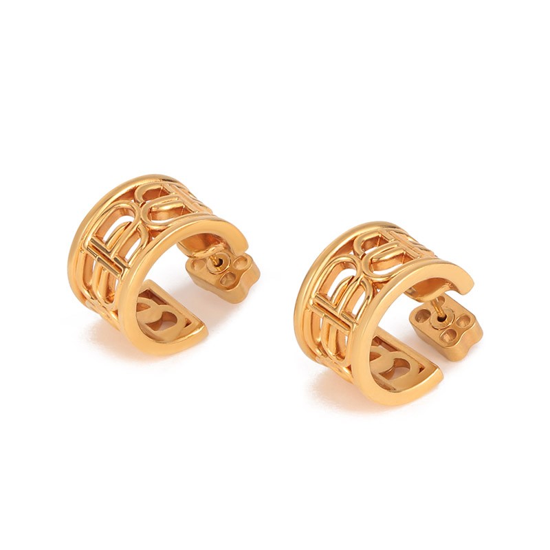 【七夕礼物】巴黎世家 balenciaga 女士黄铜bb穿孔式环形耳环耳钉