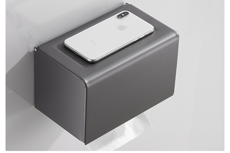 枪灰色手机架厕所卷纸巾架浴室厕纸架太空铝卫生间纸巾盒免打孔灰色