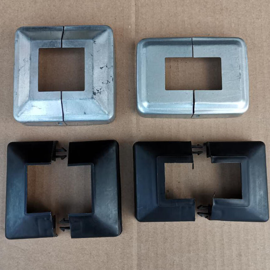 盖后装装饰盖两半遮丑盖塑料扣式脚盖方管护栏配件100锌钢分体盖20个