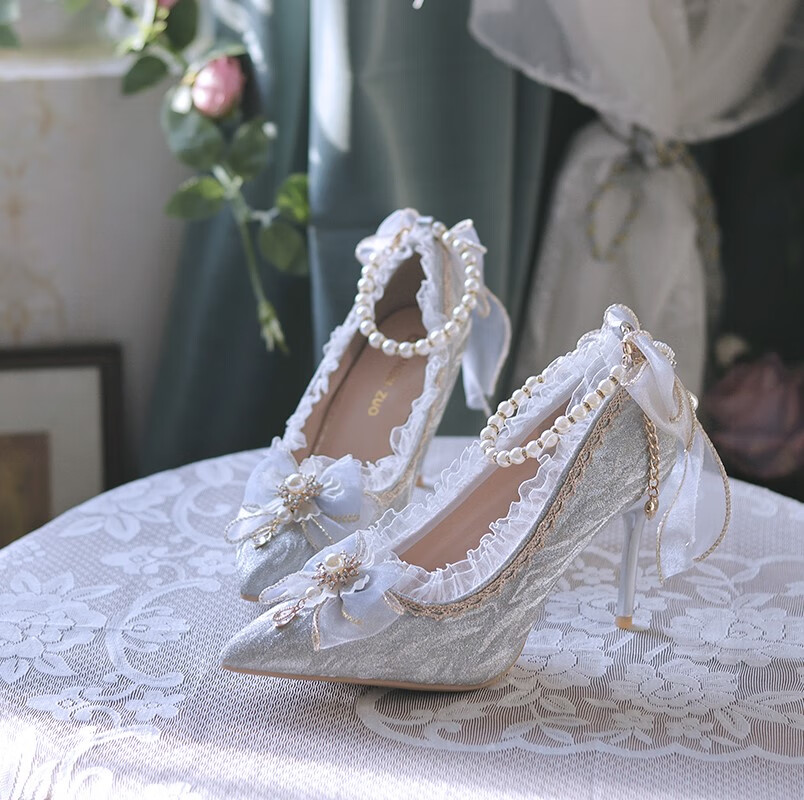 【京选品质】高跟鞋lolita花嫁 ita高跟鞋子一夜物语洛丽塔鞋闪亮尖头