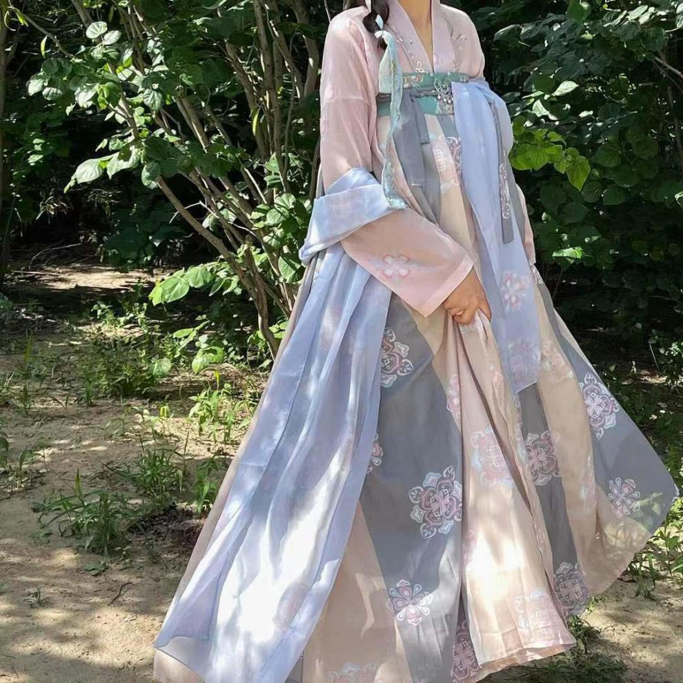 倾汉衣欣长倾同款倾汉衣欣长倾唐制复原汉服女齐胸一片式对襟中国风