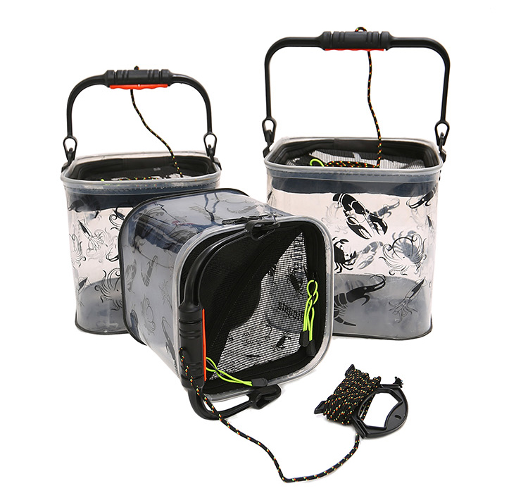 鱼护桶新款加厚打水桶渔具可折叠装鱼桶钓鱼活鱼箱带绳小号鱼护 打