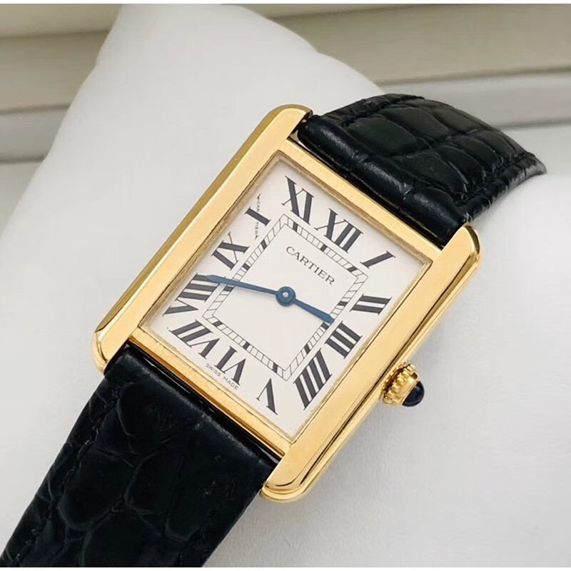 二手95新】卡地亚女士石英腕表 cartier 坦克系列小号皮带款商务手表