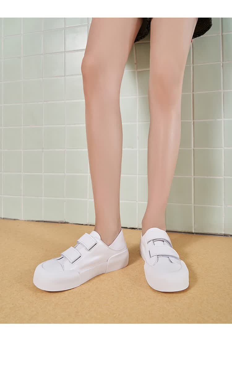 卓诗尼小白鞋女2022年春夏新款平底板鞋子学生韩版魔术贴厚底休闲鞋女